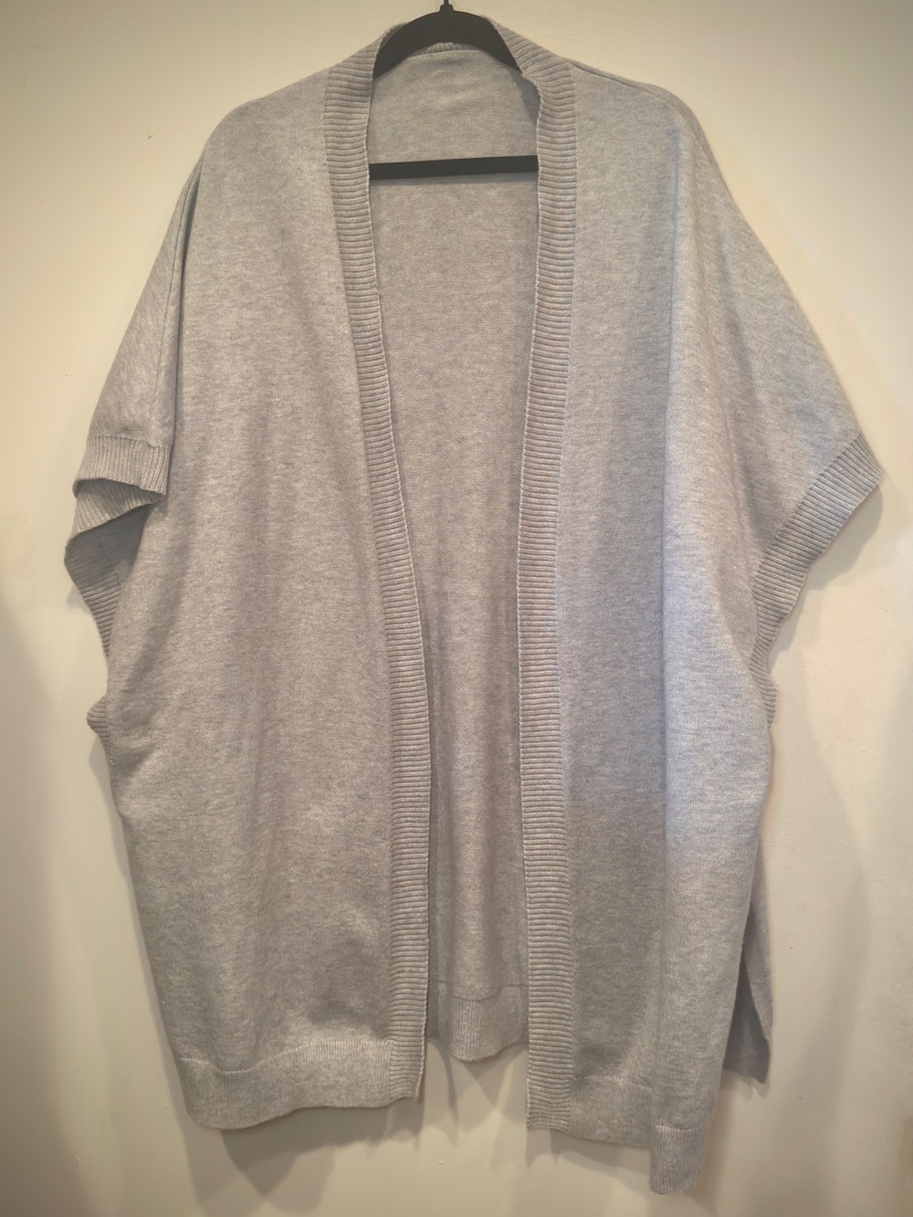 Gray Oversized Open Front Cardigan Sweater Cape M